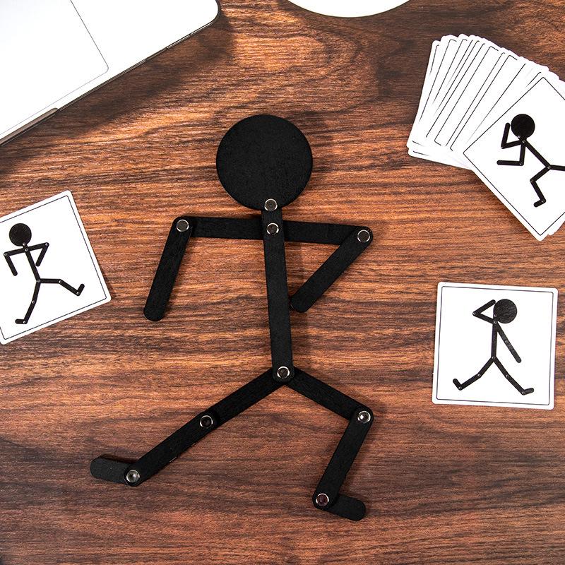 Educational Matchstick Figure Movement Game - Versatile Wooden Toy for Children's Learning and Play