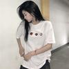 Summer Korean Version of the New Loose Large Version of the Vintage Sense of Versatile Printing Crew Neck Short-sleeved T-shirt Top Female Student