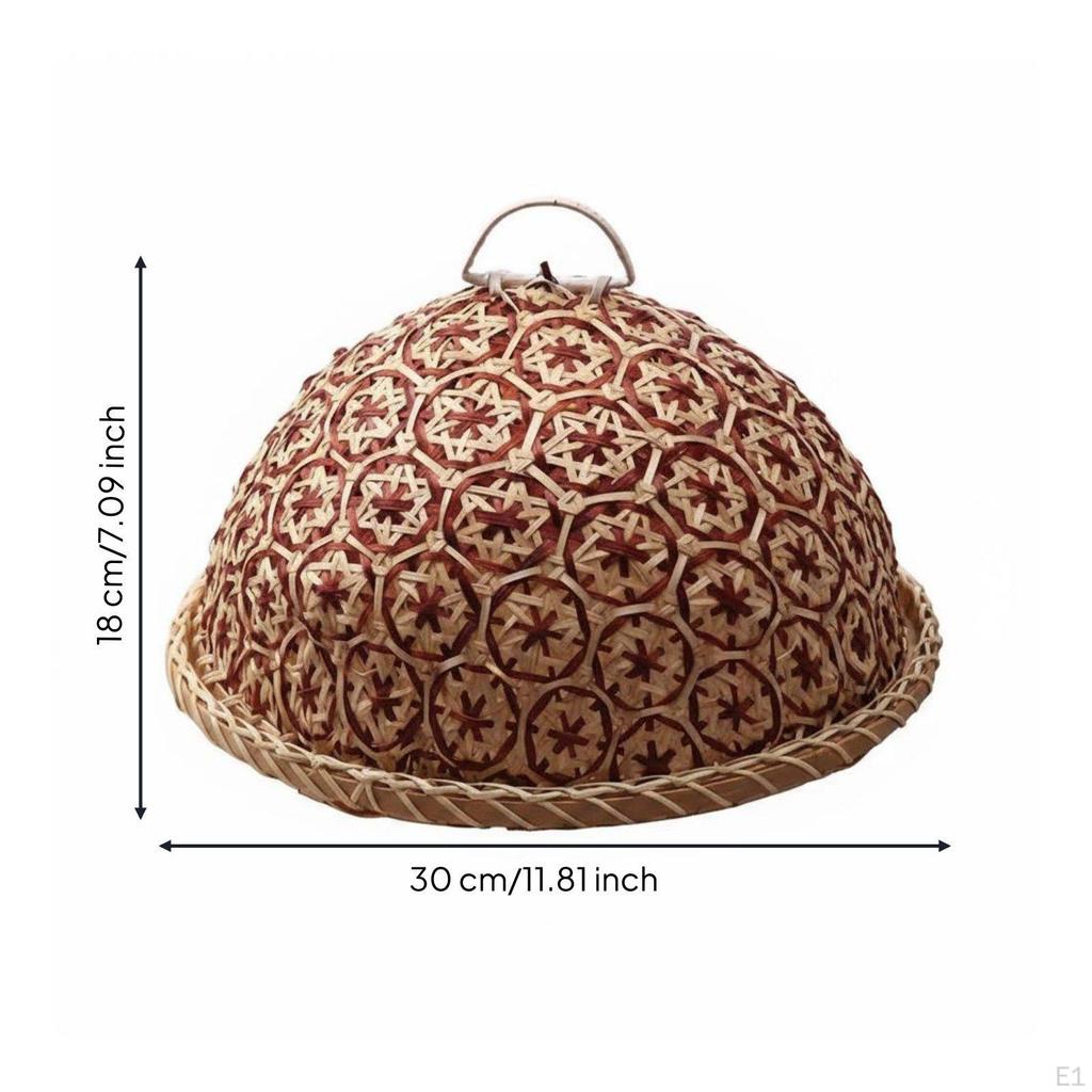 Bamboo Dish Cover Tent Handmade Food Dome Shielded Woven Meal for Tabletop, Dining Room