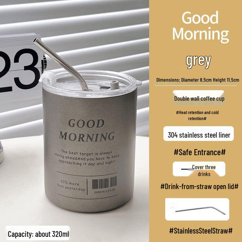 Li Shen Portable Stainless Steel Coffee Thermos with Straw