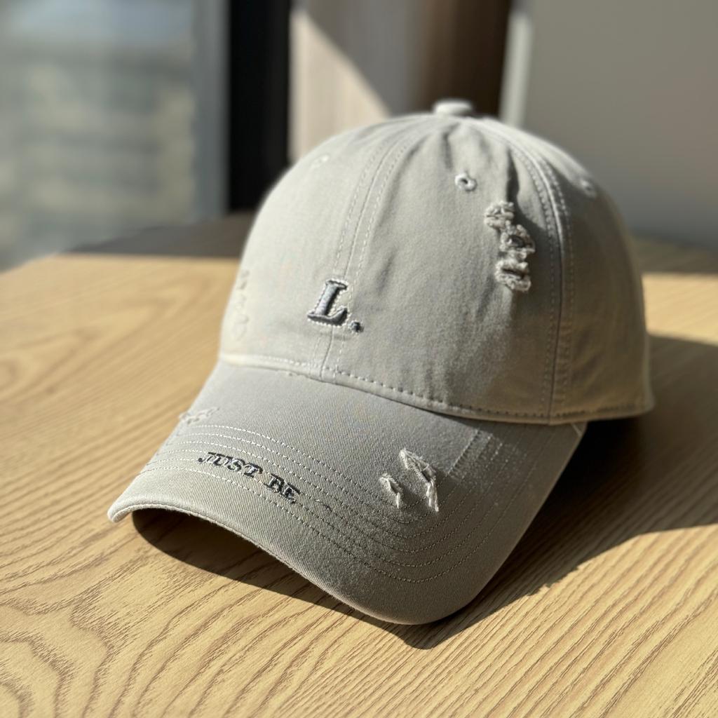 High-quality ripped embroidered baseball cap for women, simple and versatile, blue, for spring and summer L Large head circumference baseball cap