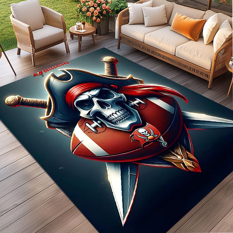 Tampa Bay Buccaneers Print Rug, Washable Floor Carpet, For Entryway Dorm Laundry Room Office Study, Home Decor Birthday Christmas Gift