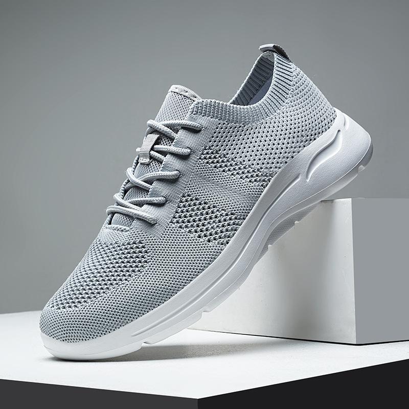 Men's sports shoes spring and summer soft-soled fly-woven men's shoes large size casual jogging shoes breathable mesh shoes
