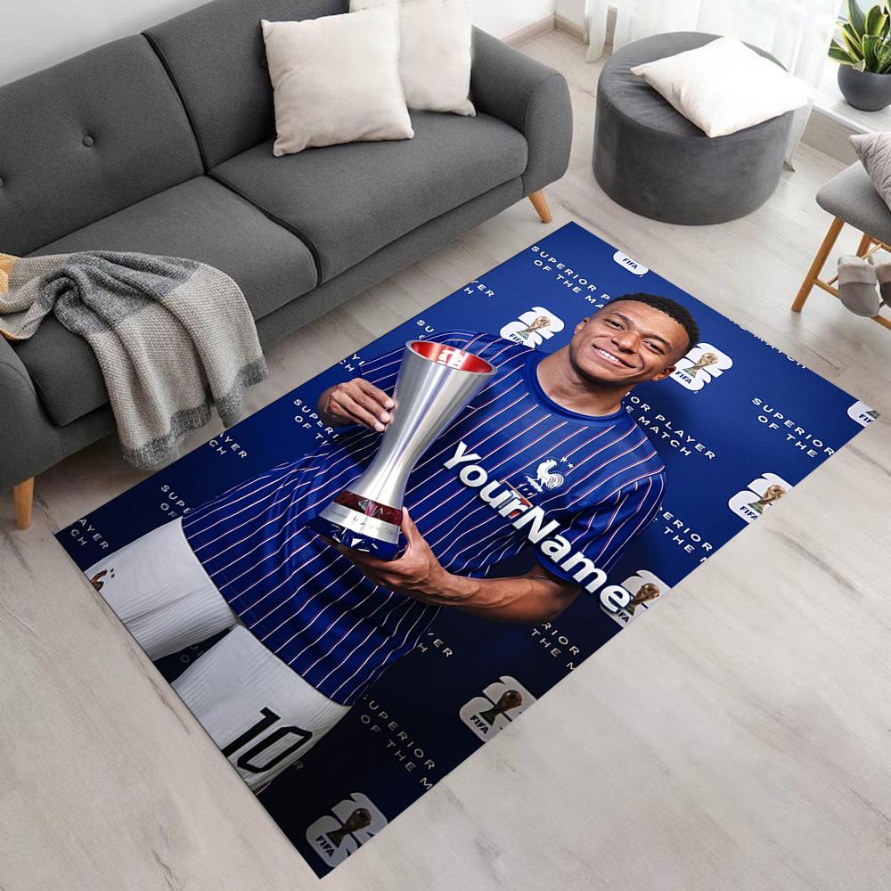 Mbappe Customize Your Name Floor Rug Office Rug Suitable for Foyer Balcony Outdoor Playrooms Antislip Carpet Anime Office Decor