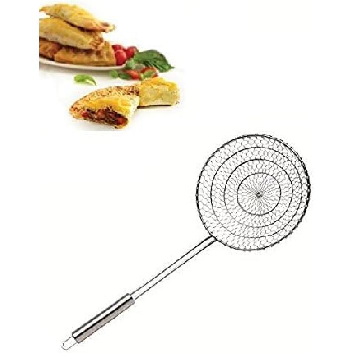 Stainless Steel Asian Spider Strainer Professional Kitchen Wire Skimmer with Spiral Mesh Basket Tools (Dia 5inch)