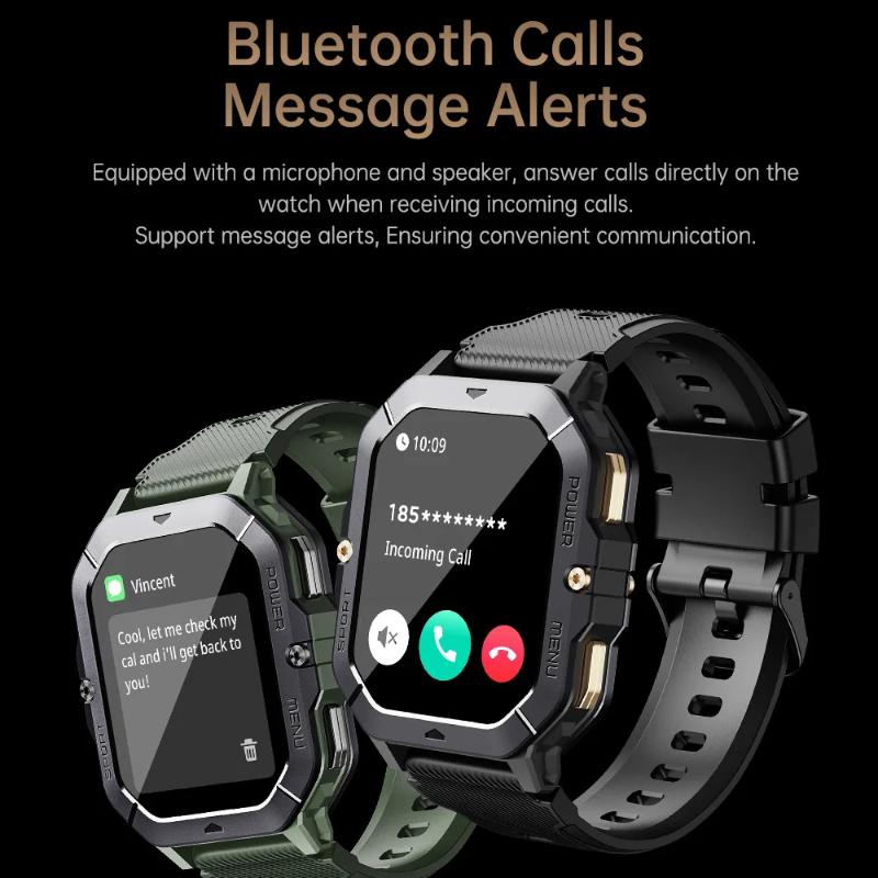 2025 New Men Sports SmartWatch 2.02in Screen Blood Oxygen Heart Rate Bluetooth Talking Watch 100+ Sport Mode Outdoor Smart Watch