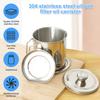 2/1.5L Oil Filter Fry Basket Oil Storage Can Pot Stainless Steel Oil Strainer Pot with Fine Mesh Strainer Grease Container Kitch