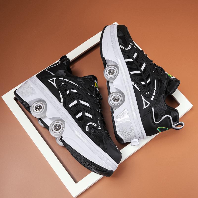 34-43 Unisex Paten Büyük Beden Ayakkabılar Mikrofiber Dört Tekerlekli Paten Ayakkabıları Çocuk Paten Spor Ayakkabıları