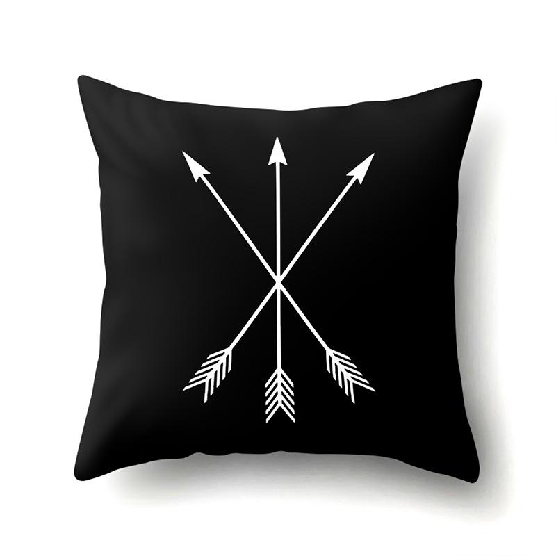 Polyester Pillowcase Peach Leather Velvet Black and White Geometric Printed Pillowcase Waist Cushion Cover Bedside Cushion Cover Bedside Cushion Cover