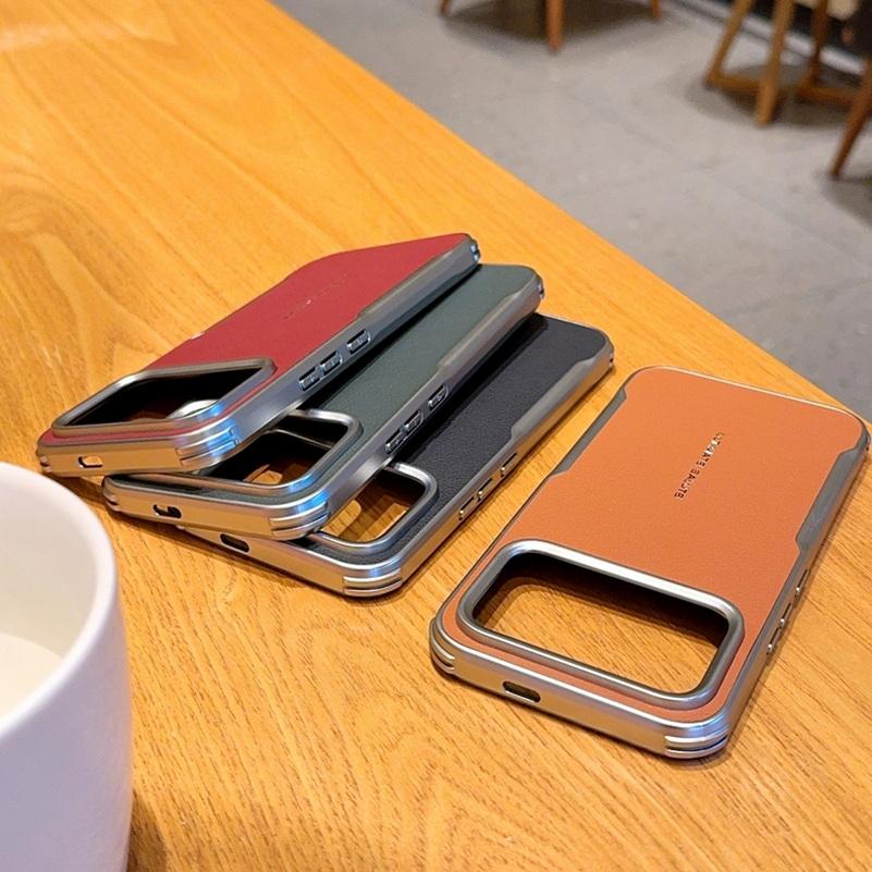 Plain Leather Magnetic Silver Bezel Lens To Heighten Case For Poco F8 Ultra F7 Pro Poco F7 Ultra F7 Pro Slim Protection Cover