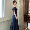 French ruffle edge polka dot dress women's summer design sense chic and beautiful waist and thin temperament off-the-shoulder dress