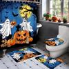 Halloween Shower Curtain Set, Halloween Bathroom Set 4, Bathroom Decor Sets With Shower Curtain And Rugs Accessories, Ghost