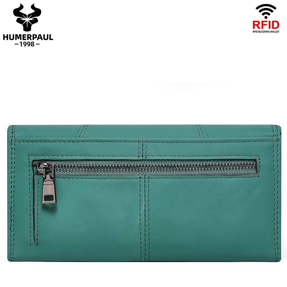 Humerpaul Portafoglio da donna portafoglio in pelle bovina primo strato grande capacità clutch portafoglio multi-carte con finestra per foto portafoglio