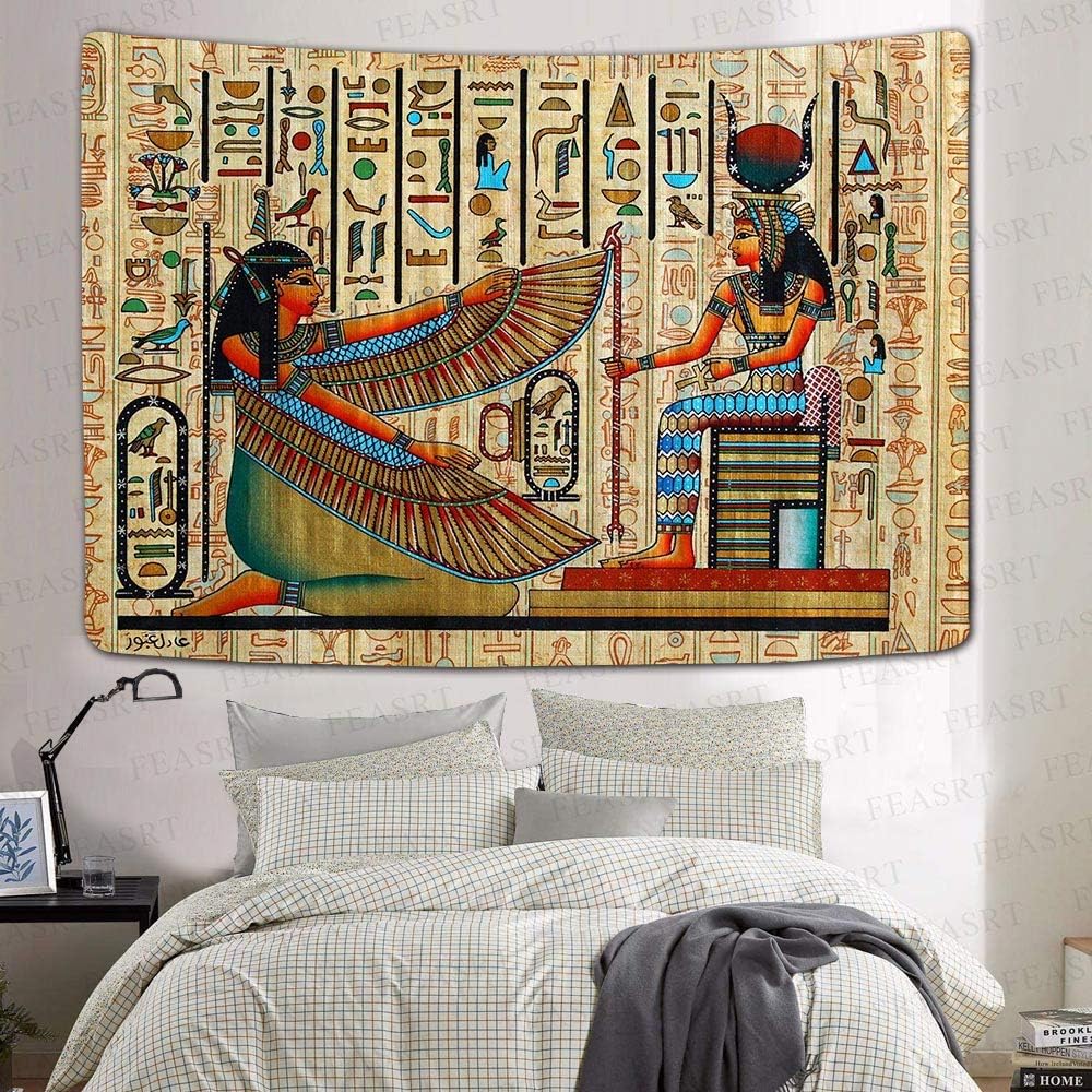 Ancient Egypt Mythology Tapestry Egyptian Gods Hieroglyphic Carvings Tapestries Art Wall Hanging For Living Room Bedroom Home