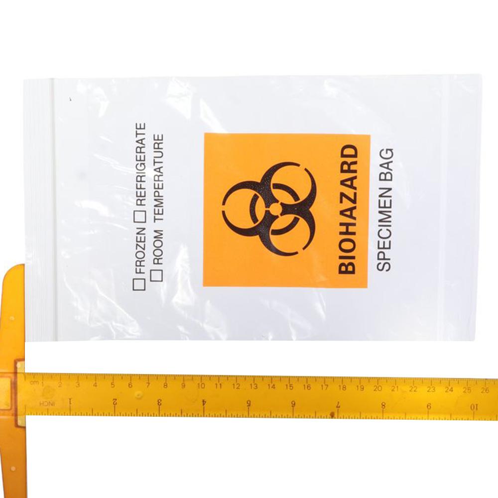 100pcs 6x9.8in/15x25cm Disposal Bags PE Medical Garbage Bags Biohazard Biohazard Waste