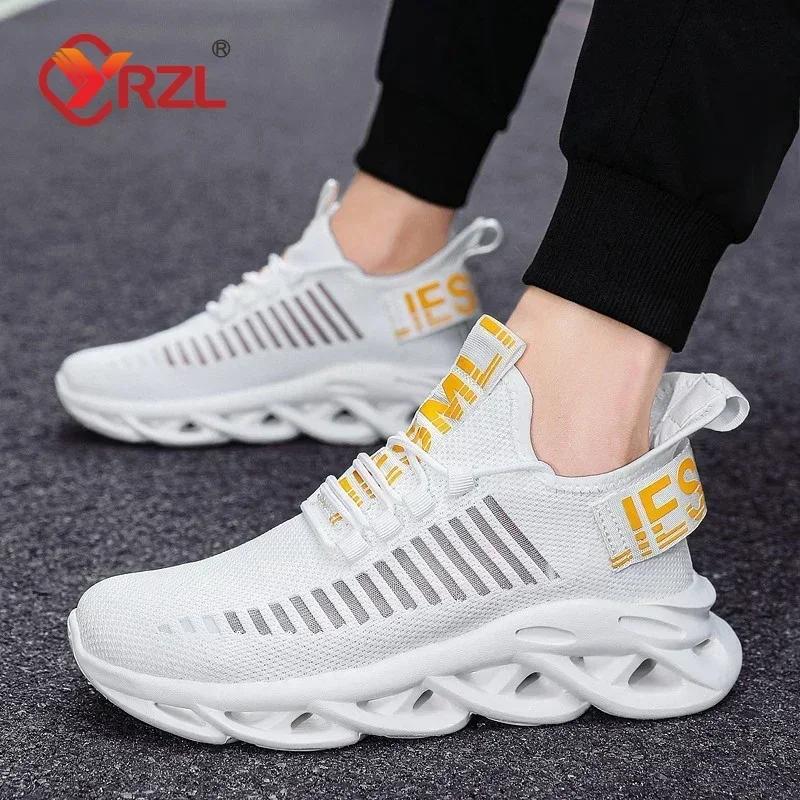 YRZL Men Shoes Comfortable Sneakers Womoen Breathable Couple Running Shoes Mesh Tenis Sport Shoes Size 36-46 Waling Sneakers Men