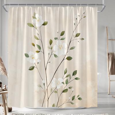 1pc Serene Garden Shower Curtain, Lush Greenery, Lily Pads, and Sunlight Through Bamboo, Tranquil Nature Design