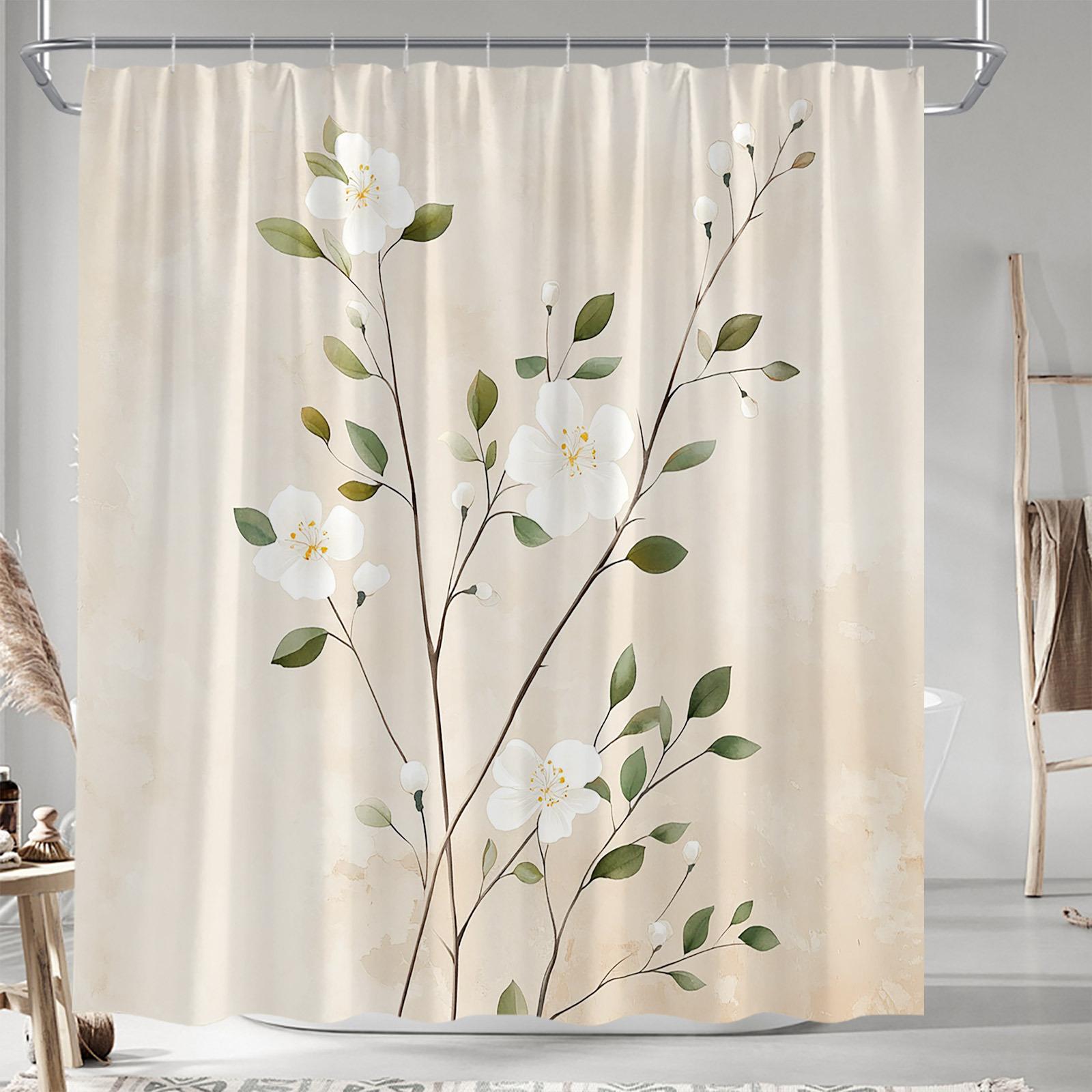 

1pc Serene Garden Shower Curtain, Lush Greenery, Lily Pads, and Sunlight Through Bamboo, Tranquil Nature Design W90xH180cm