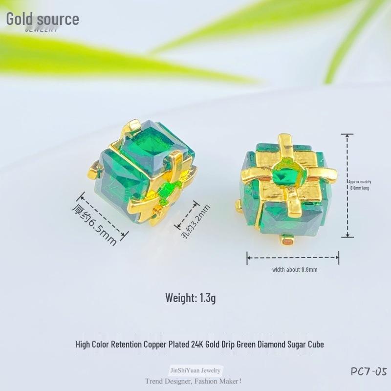 24K Gold Zircon Large Hole Spacer Beads - High Retention Copper Plated Barrel Flower Crown for DIY Bracelets