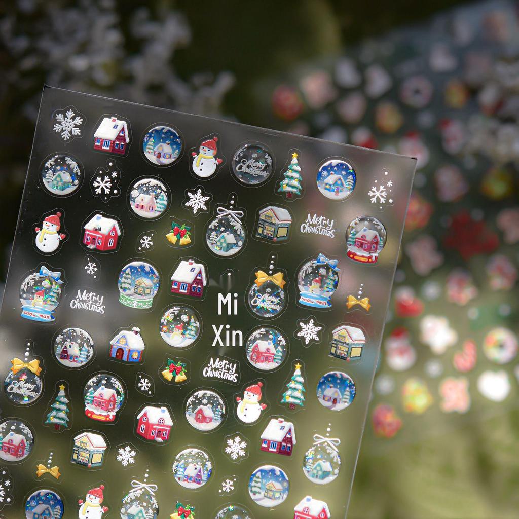 Tomoni Embossed Nail Stickers: Winter Fantasy & Christmas Gingerbread Nail Art Accents