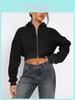 Streetwear Womens Short Sleeve Hoodie With Zipper For Fall Winter Casual Wear