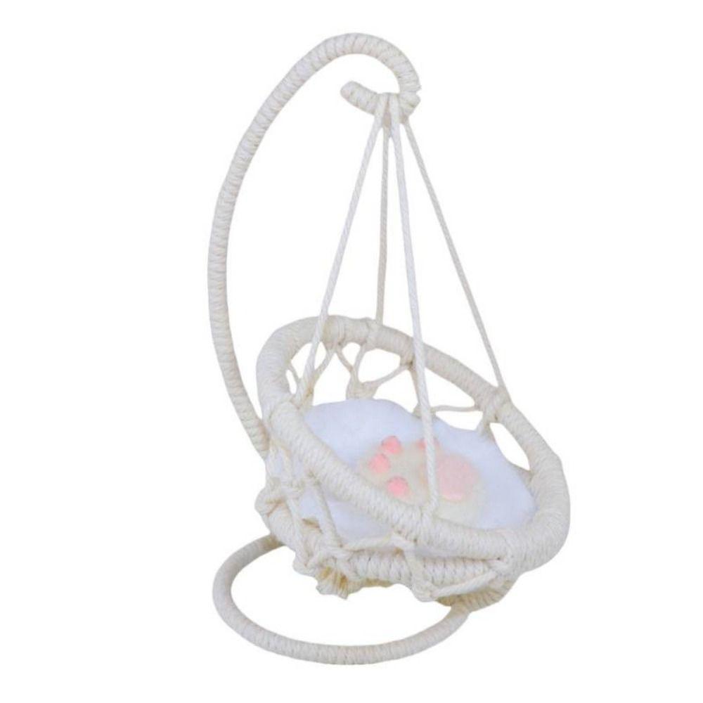 With Cushion Mini Doll Hanging Chair Hand-woven Miniature Size Toy Hammock Doll Accessories Toy Room Decoration Enamel Doll
