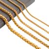 Stainless Steel Link Wheat Chain Long Necklace for Men Women Jewelry Accessories Gold Color Plated Choker On the Neck Collar DIY