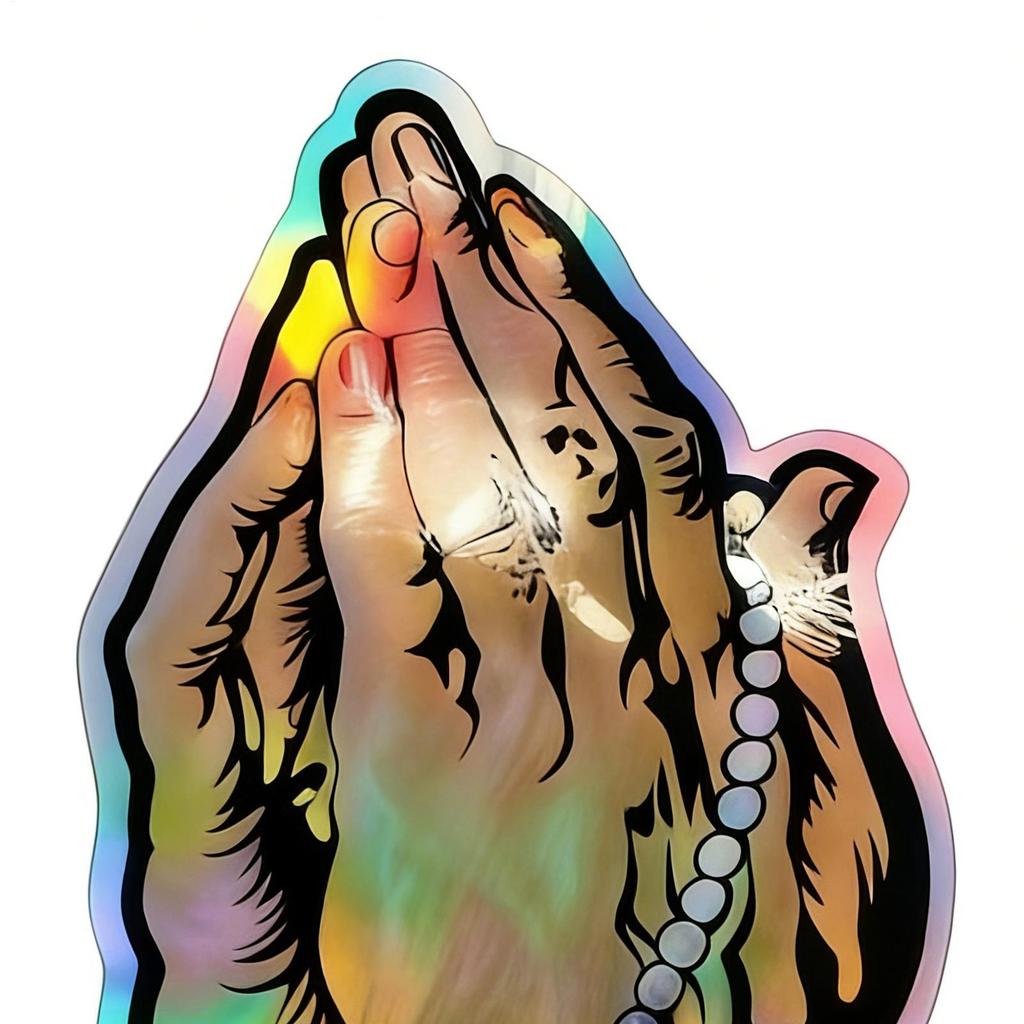 1pc Praying Hands Stickers Window Cling Sticky Decoration Religious Praying Hand Pattern Car Window Decals for Truck Motorcycle