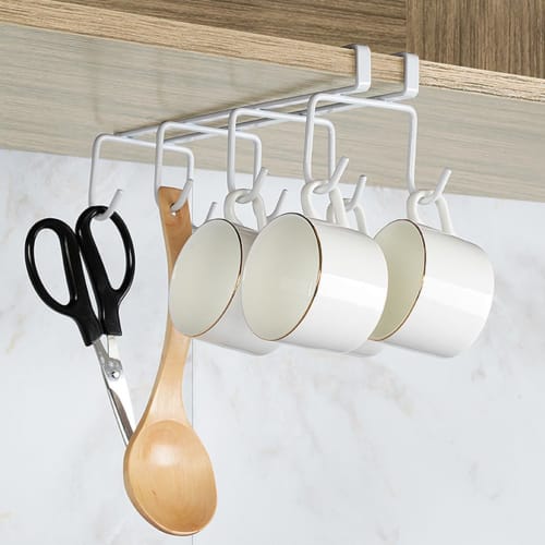 Gadpiparty 8-Piece Under-Cabinet Kitchen Hooks, Cup Hangers, Under-Cabinet Tool Hooks, Punch-Free, Mug Storage Rack, Display, Hanging Storage, Organiz