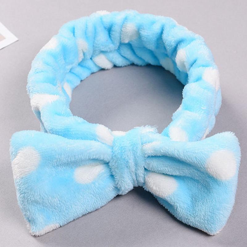 Dot Bows Headband Women Coral Fleece Knot Elastic Hairband Solid Hair Ties Girls Accesories Wash Face Makeup Head Wrap Bandage