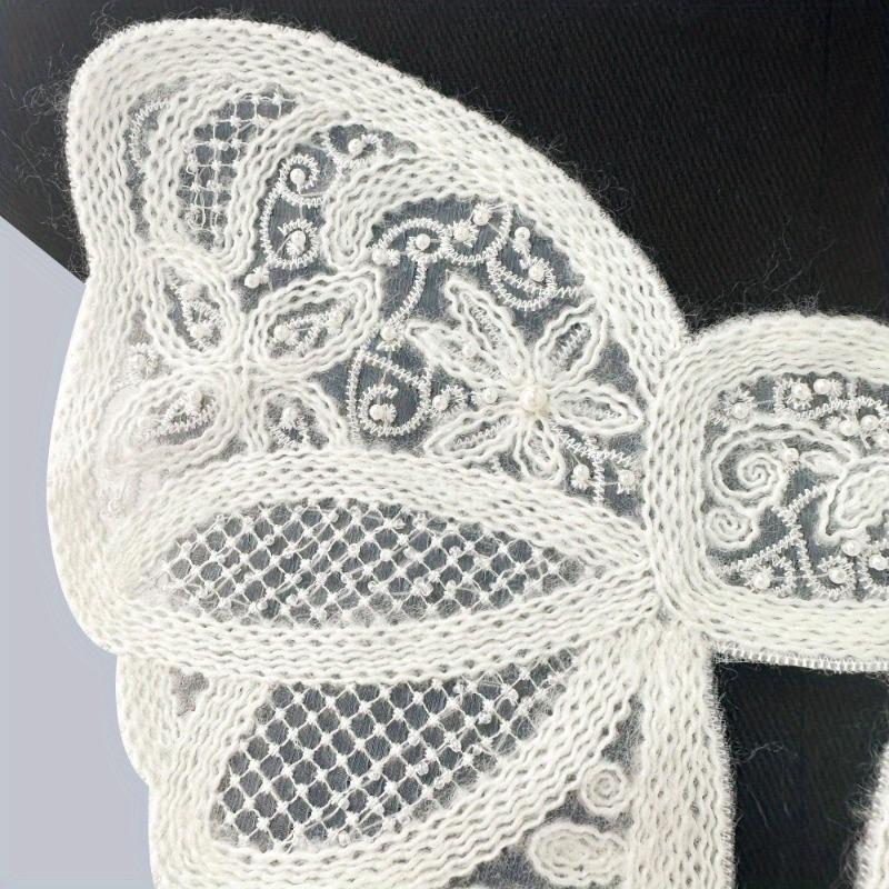 2pcs Embroidery Collar Flower Fashion Diamond Bow Knot Chest Flower Nail Bead Three-dimensional Flower Women