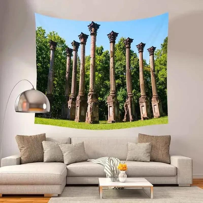 Architectural Relics Landscape Tapestry Office Living Room Decoration Home Wall Tapestry