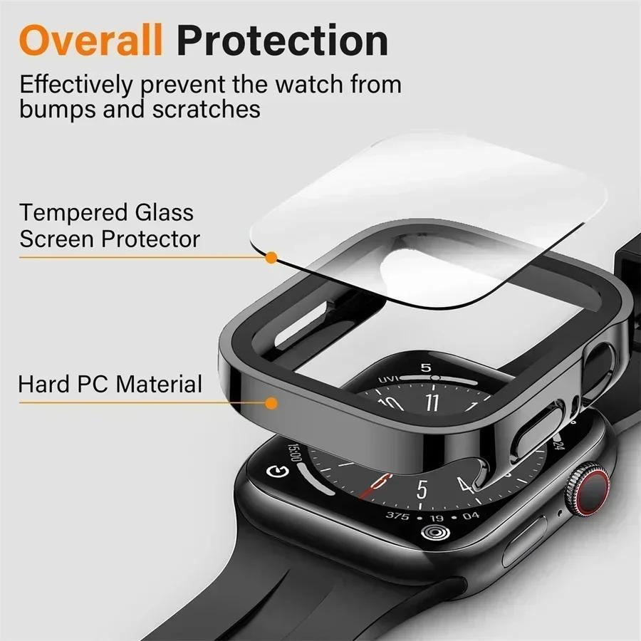 Tempered Glass Cover for Apple Watch Case 46mm 42mm 45mm 41-44-40mm Screen Protector Series 10 7 8 9 SE 5 6 4 IWatch Accessories