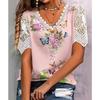 Women's Fashion Casual Summer Spring Flower Pattern Print Short Sleeve V-Neck Blouses & Shirts