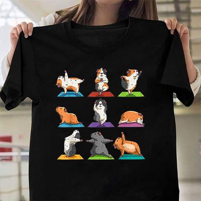 Yoga Cavia Print T-shirt Unisex Cool Zomer Casual T-shirt
