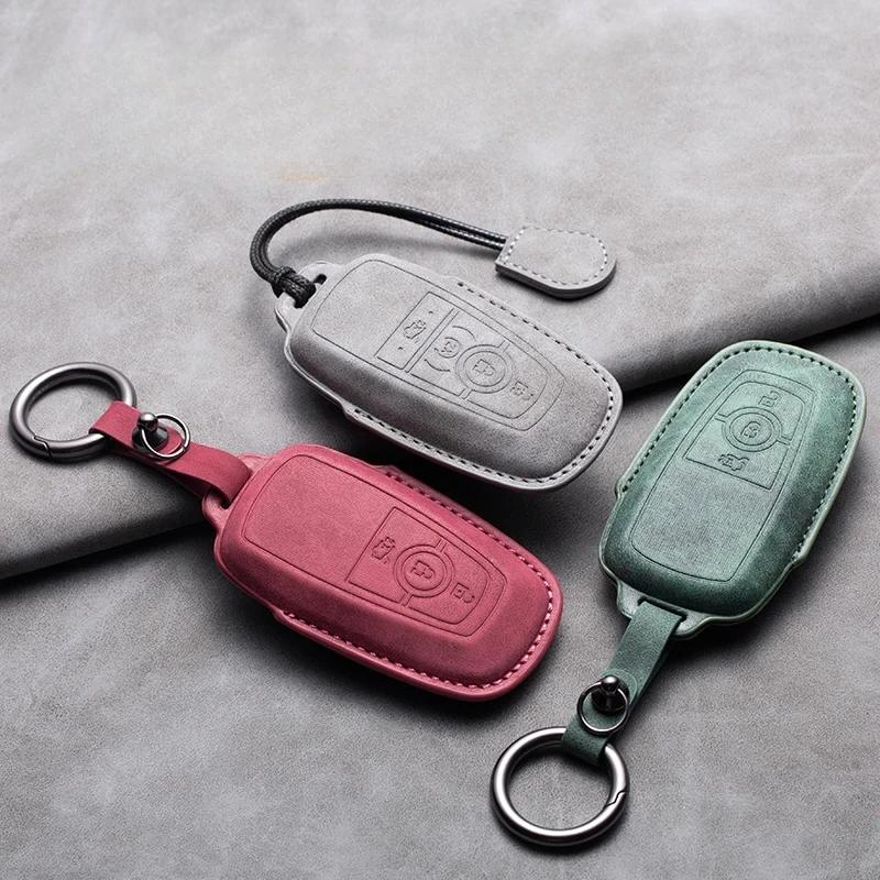 Husa din piele pentru chei de mașină pentru Ford Fusion Mustang Explorer F150 F250 F350 Ranger Mondeo Suport pentru chei de la distanță Accesorii Fob