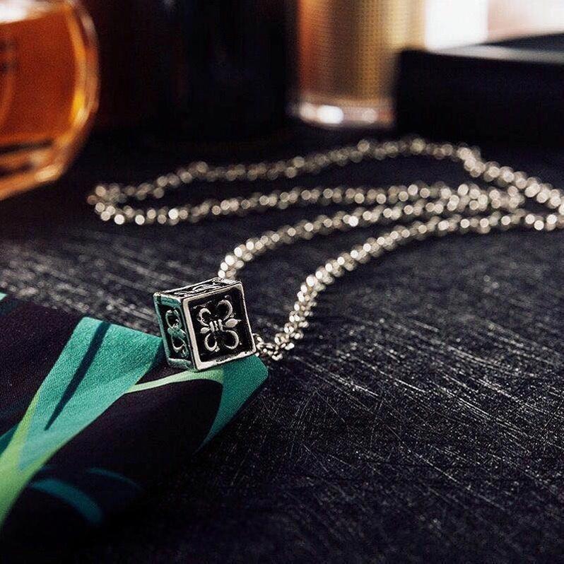 K-Heart Rattan Cube Cross Pendant Necklace: Punk Hip Hop Sweater Chain for Men & Women