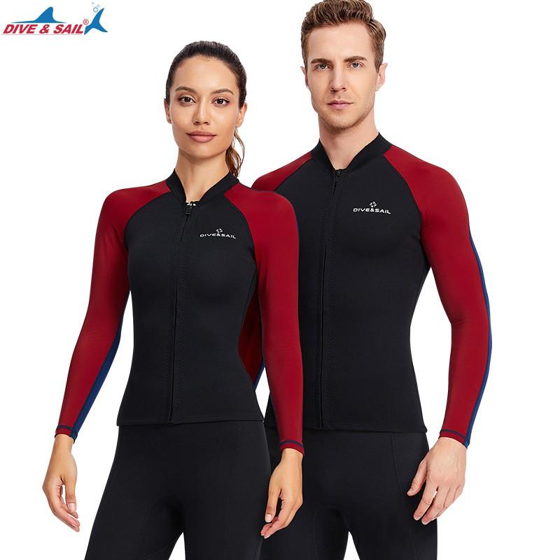 1.5MM Diving Suit Men's Split Top Long-sleeved Thermal Women's Snorkeling Surfing Sunscreen Swimsuit