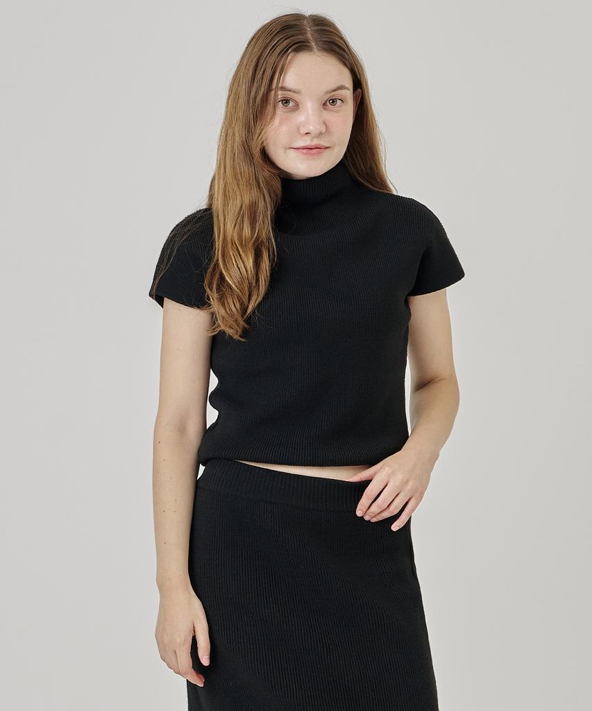 THE-ABON Vivi Raglan Mock Turtleneck Knit Black