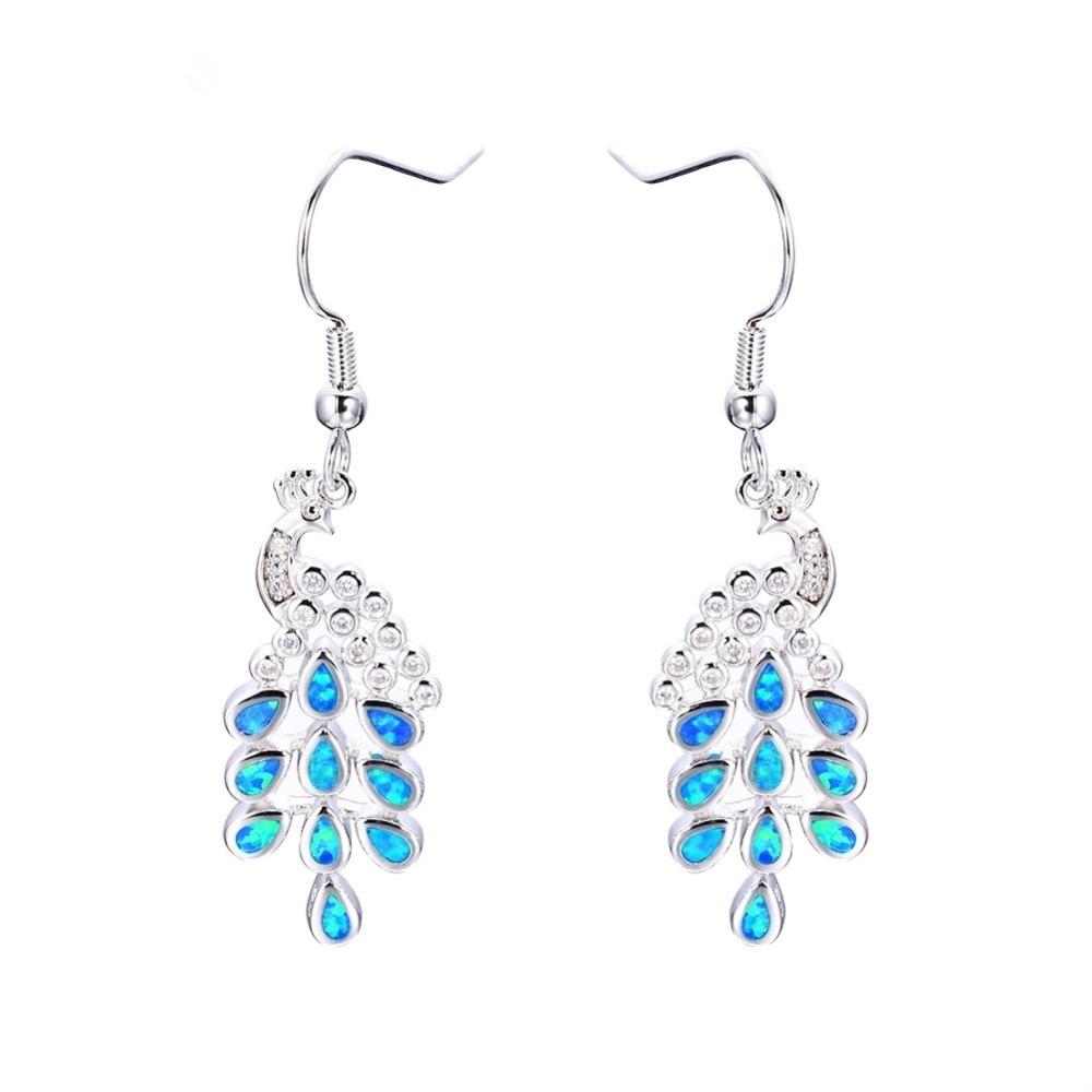 Новые модные серьги с изображением павлина и синим огненным опалом из ...