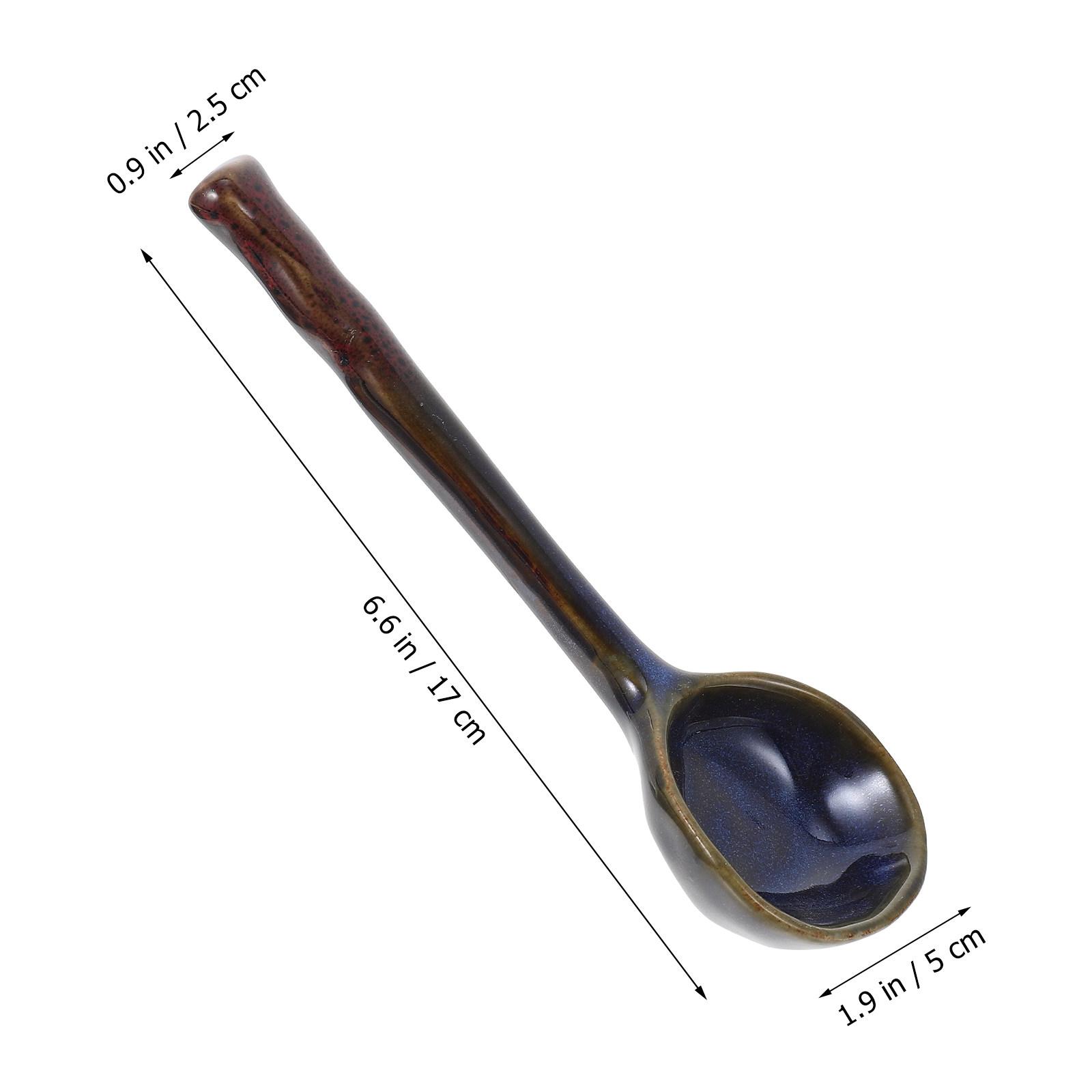 

Japanese Style Ceramic Soup Spoon Ergonomic Handle Polished Surface for Dessert Coffee Ice Cream Soup High Quality Kitchenware синій