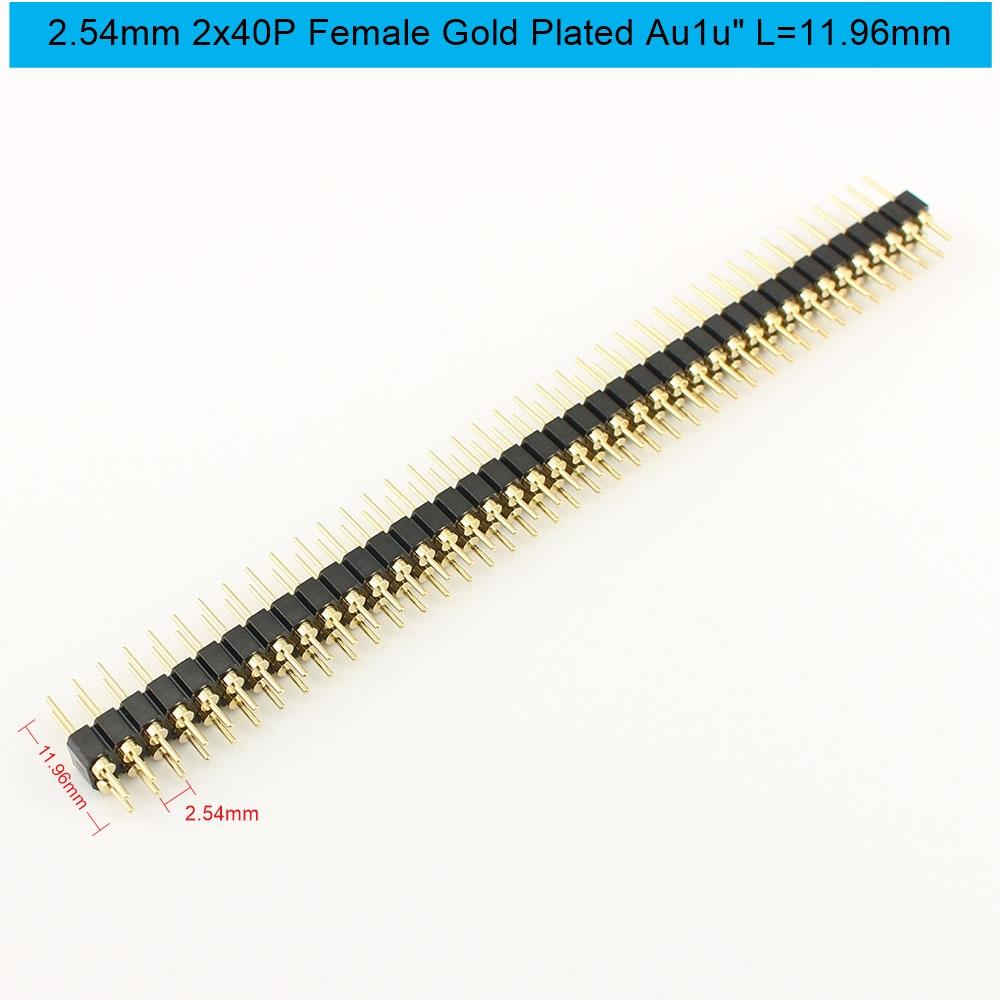 5pcs 2.54mm Pitch 1x40 2x40 40 80 Pin Female Male Hole Round Header Strip Connector Straight Single Double Row Tin Gold Plated