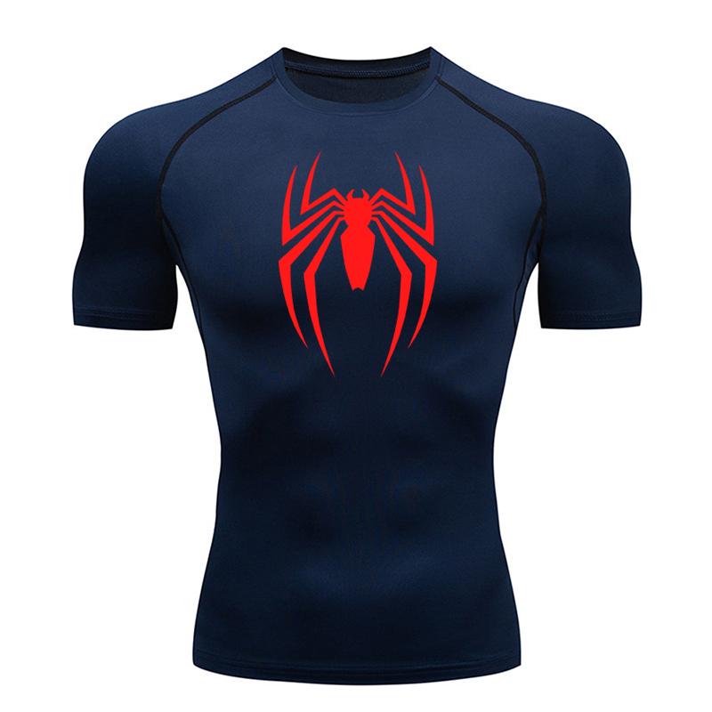 Maglietta da corsa estiva da uomo a maniche corte, maglietta a compressione da palestra, top sportivo, bianco e nero, asciugatura rapida, traspirante, abbigliamento fitness MMA