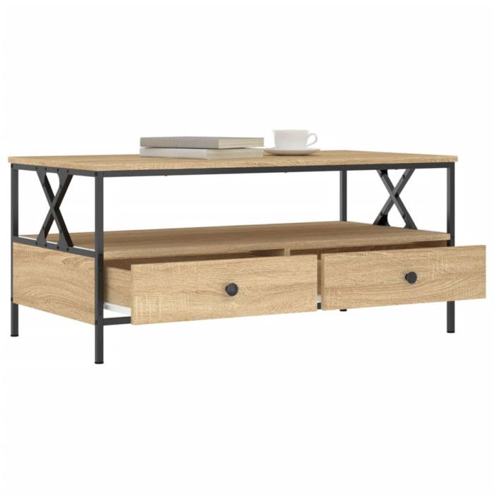 VidaXL Coffee Table Sonoma Oak 100x51x45 Cm Engineered Wood 835300