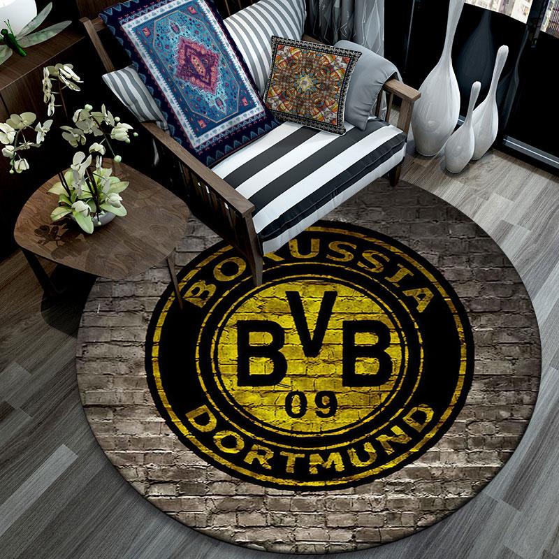 Borussia Dortmund,Round Area Rug,Carpet Rug for Living Room Bedroom Sofa Playroom Decor,Non-slip Floor Mat