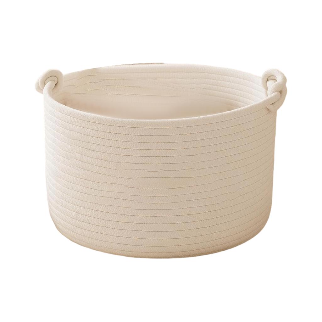 Pet Toy Storage Basket - Cotton Rope with Knot Handles, Color No Embroidery, for and Dog Toys, Treats and Accessories