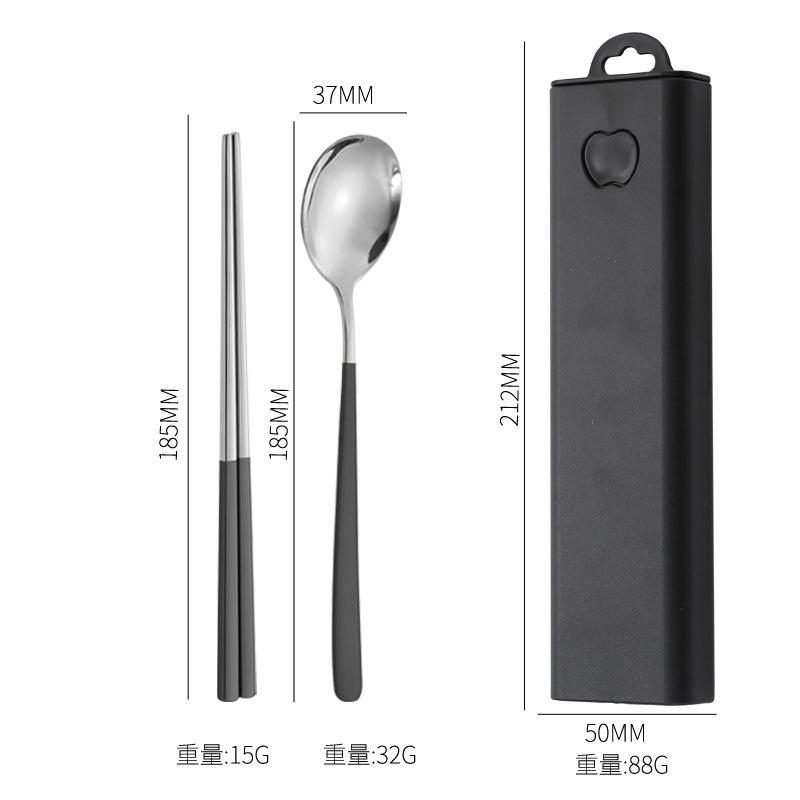 Korean 304 Stainless Steel Portable Tableware Three-piece Set Tableware Fork Spoon Chopstick Set