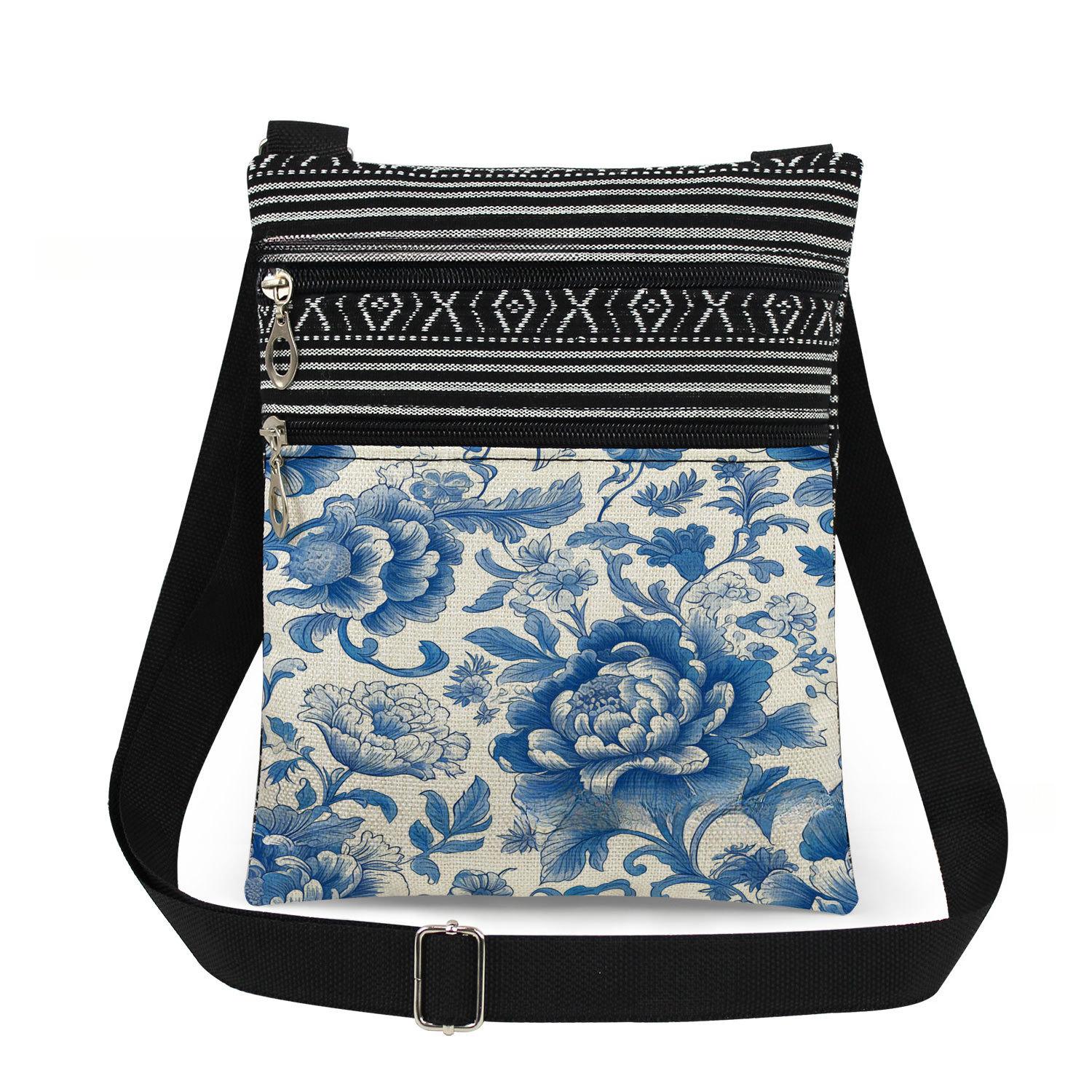 

1PC Blue and White Porcelain Print Tote Bags Women Shoulder Handbags Postman Package 6905 CLE