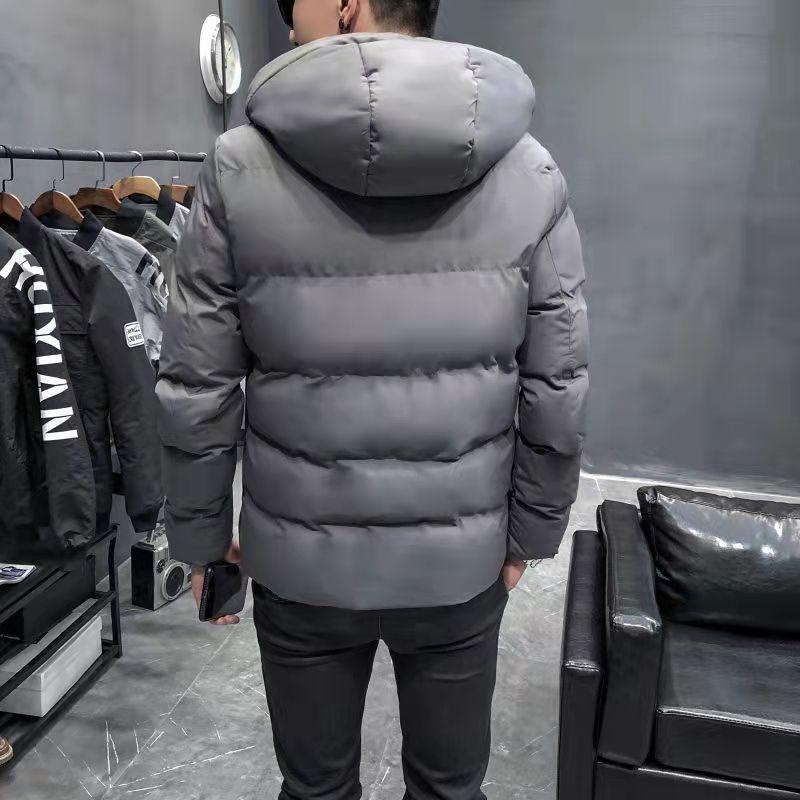 Pánska páperová bunda Zimná Hrubá Teplá Vatovaná Bunda s Kapucňou Kabát Jednofarebný Zips Gombíky Kabáty Chlebová Bunda