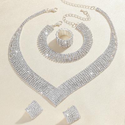 Bracelet  Ring Dupes - Dazzling Rhinestone Accent Perfect for Weddings  Parties - A Glamorous Accessory Ensemble Suit Necklace 1 Set Popular  Unique